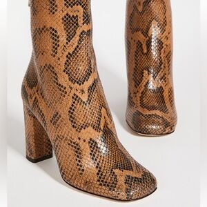 Paris Texas Python print Square toe zip ankle boots